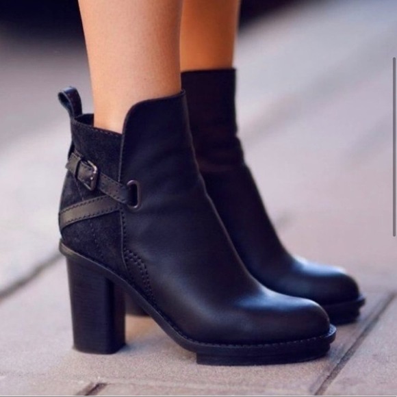 Acne Leather Ankle Cypress Boot Bootie Block Heel Platform Burgundy - Picture 8 of 8